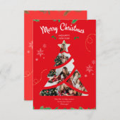 モダンシンプルPhoto Collage Christmas Tree Holiday 招待状 (正面/裏面)
