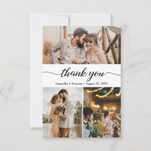 モダンシンプルPhoto Collage Script結婚の サンキューカード