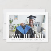 モダンシンプルPhoto Graduation Party日付の保存 招待状 (正面)