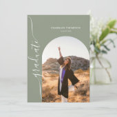 モダンシンプルPhoto Sage Green卒業 招待状 (スタンド正面)