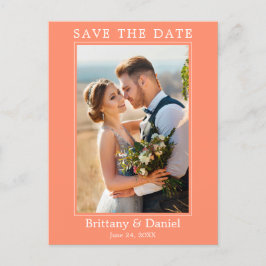 モダンシンプルPhoto Save The Date Coral ポストカード