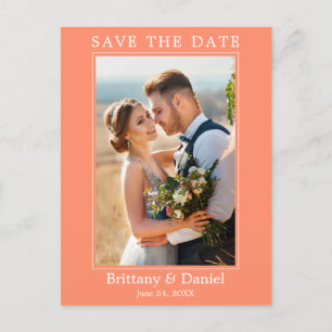 モダンシンプルPhoto Save The Date Coral ポストカード