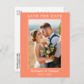 モダンシンプルPhoto Save The Date Coral ポストカード (正面/裏面)