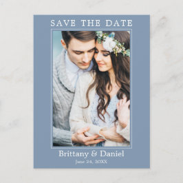 モダンシンプルPhoto Save The Date Dusty Blue ポストカード