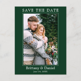 モダンシンプルPhoto Save The Date Green ポストカード