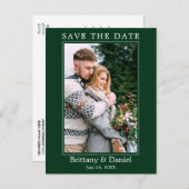 モダンシンプルPhoto Save The Date Green ポストカード (正面/裏面)