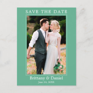 モダンシンプルPhoto Save The Date Neo Mint ポストカード