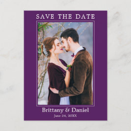 モダンシンプルPhoto Save The Date Purple ポストカード