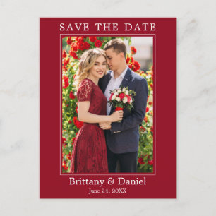 モダンシンプルPhoto Save The Date Red ポストカード
