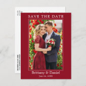 モダンシンプルPhoto Save The Date Red ポストカード (正面/裏面)