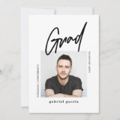 モダンシンプルPhoto Script卒業パーティー 招待状 (正面)