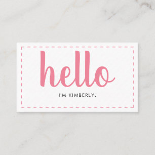 モダンシンプルPink Hello Script Nameタイポグラフィ 名刺