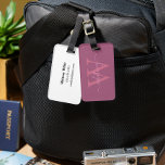 モダンシンプルPink Monogramの名前&イニシャル ラゲッジタグ<br><div class="desc">Aとモダンシンプルイニシャルピンクのモノクロモノグラム名。</div>