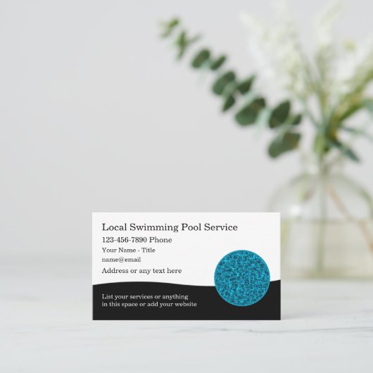 モダンシンプルPool Service名刺 名刺 (スタンド正面)