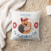 モダンシンプルRed Keepsake Photo First Faters Day クッション (ブランケット)