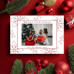 モダンシンプルRed Poinsettia One写真 シーズンカード