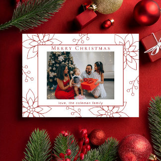 モダンシンプルRed Poinsettia One写真 シーズンカード