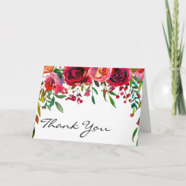 モダンシンプルRed Rose Thank You Note サンキューカード