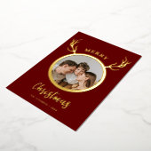 モダンシンプルReindeer Hornフォトレッド 箔シーズンカード (回転した状態)