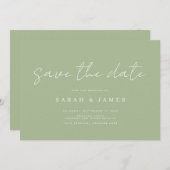モダンシンプルSage Green Wedding Save the Date セーブザデート (正面/裏面)