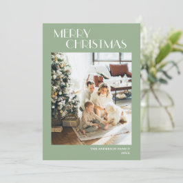 モダンシンプルSage Merry Christmas Photo シーズンカード