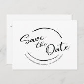 モダンシンプルSave The Date Logo白黒 ポストカード (正面/裏面)