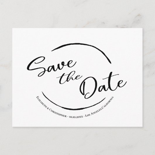モダンシンプルSave The Date Logo白黒 ポストカード (正面)