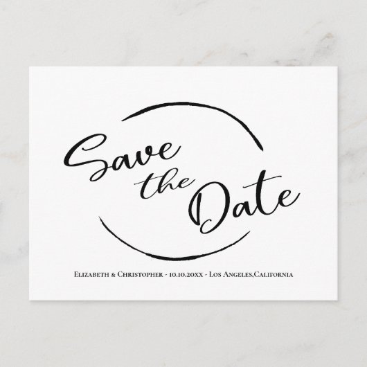 モダンシンプルSave The Date Minimalist白黒 ポストカード (正面)