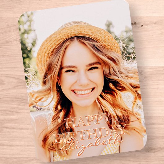 モダンシンプルScriptフォト誕生日グリーティング マグネット
