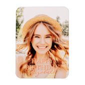 モダンシンプルScriptフォト誕生日グリーティング マグネット (縦)