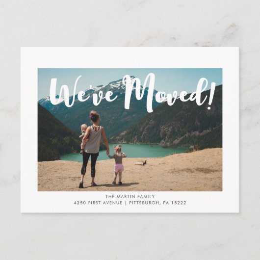 モダンシンプルScript写真の移動告知 ポストカード (正面)
