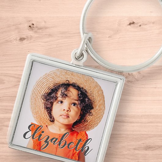 モダンシンプルScript名前と写真の追加 キーホルダー