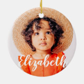 モダンシンプルScript名前と写真の追加 セラミックオーナメント (裏面)