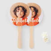 モダンシンプルScript名前と写真の追加 ハンドファン (正面&裏面)