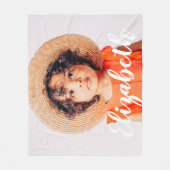 モダンシンプルScript名前と写真の追加 フリースブランケット (正面)