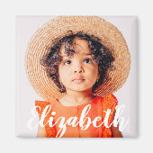 モダンシンプルScript名前と写真の追加 マグネット (正面)