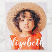 モダンシンプルScript名前と写真の追加 ワインラベル (シングルラベル)