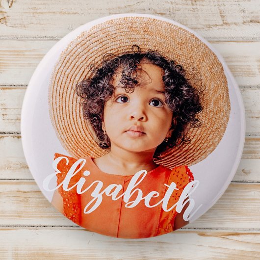 モダンシンプルScript名前と写真の追加 缶バッジ