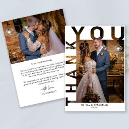 モダンシンプルScript結婚の写真 サンキューカード