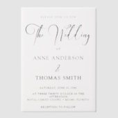 モダンシンプルScript結婚のOvelay ベラム紙招待状 (正面)