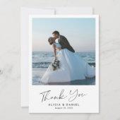 モダンシンプルScript 2写真結婚の サンキューカード (正面)