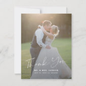 モダンシンプルScript 2写真結婚感謝してい サンキューカード (正面)