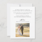 モダンシンプルScript 2写真結婚感謝してい サンキューカード (裏面)