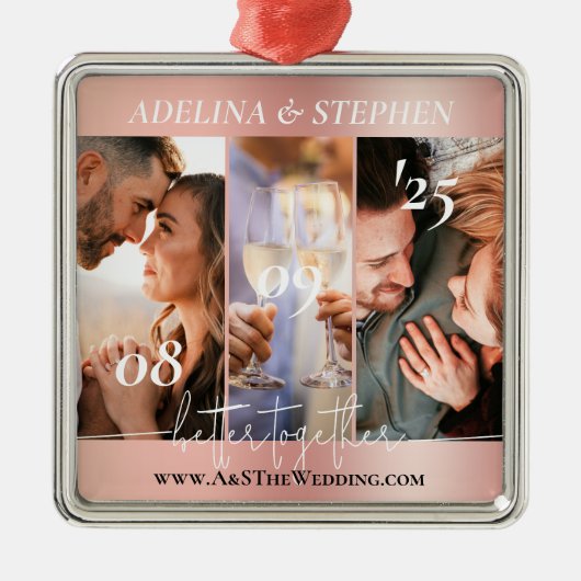 モダンシンプルScript 3フォトウェブサイトインスタグラム メタルオーナメント (正面)