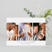 モダンシンプルScript 3写真QRコード日付の保存 箔招待状 (立ち正面)