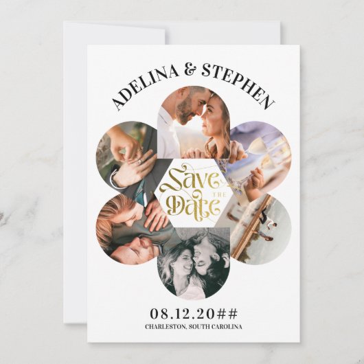 モダンシンプルScript 6写真QRコード日付の保存 セーブザデート (正面)