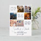 モダンシンプルScript 6写真QRコード日付の保存 箔招待状 (立ち正面)