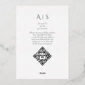 モダンシンプルScript 6写真QRコード日付の保存 箔招待状 (裏面)