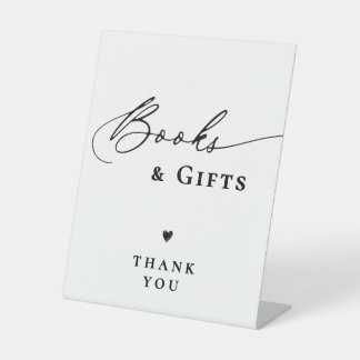 モダンシンプルScript Baby Shower Books and Gift 台座サイン