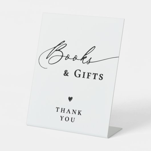 モダンシンプルScript Baby Shower Books and Gift 台座サイン (正面)